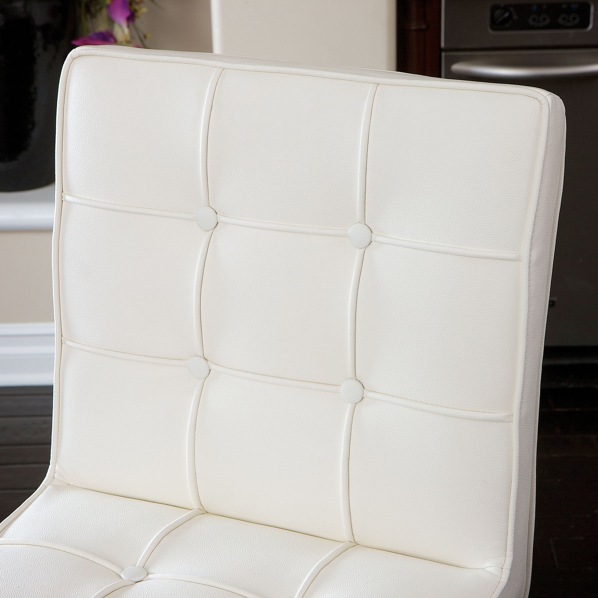 Pandora Bonded Leather & Steel Bar Stool in White 3
