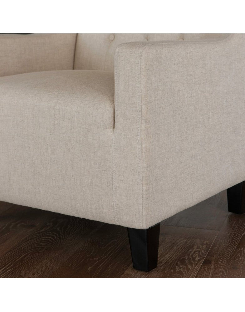 Canberra Fabric Armchair & Ottoman in Begie  Linen 3