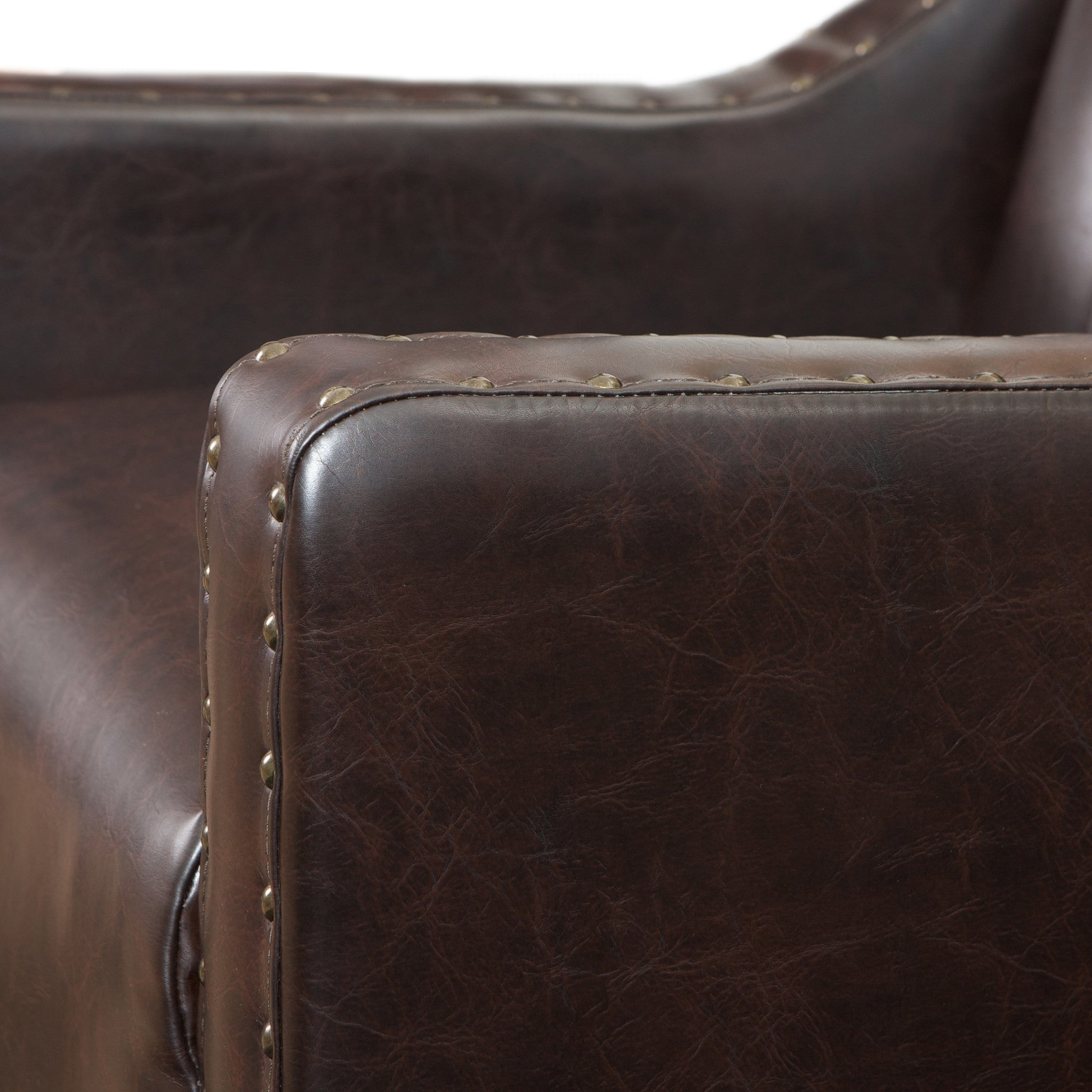 Coogee Bonded Leather Armchair & Ottoman in Brown 3