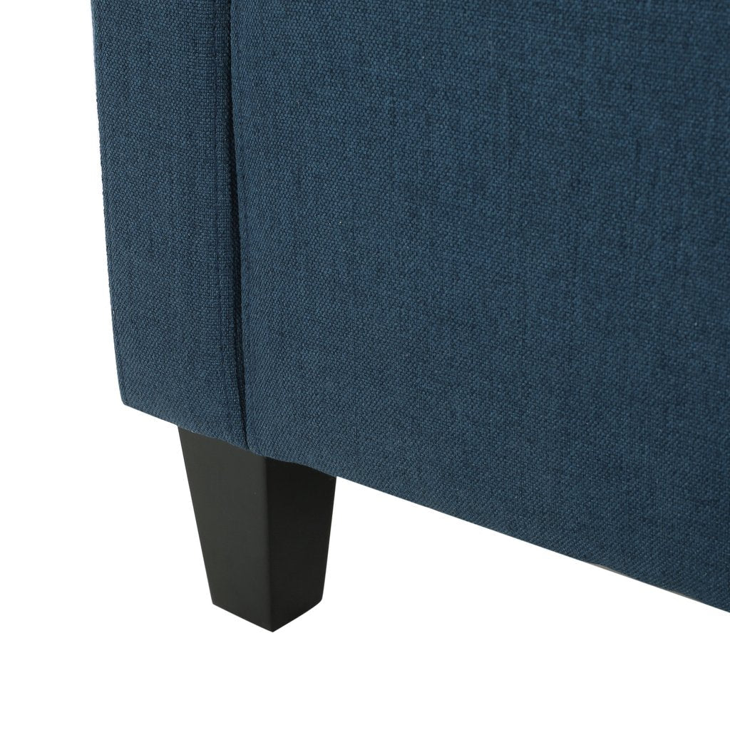 Canberra Linen Fabric Tufted Armchair in Dark Blue 3