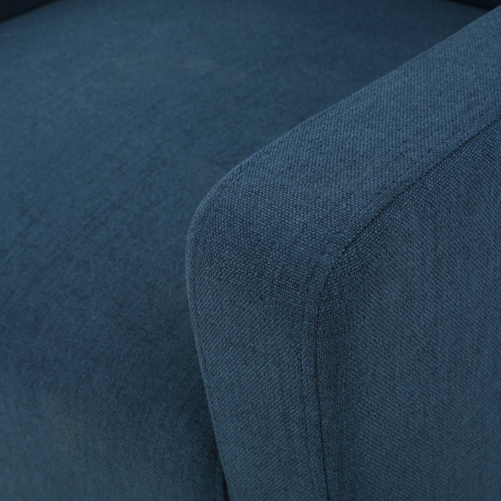 Canberra Linen Fabric Tufted Armchair in Dark Blue 4