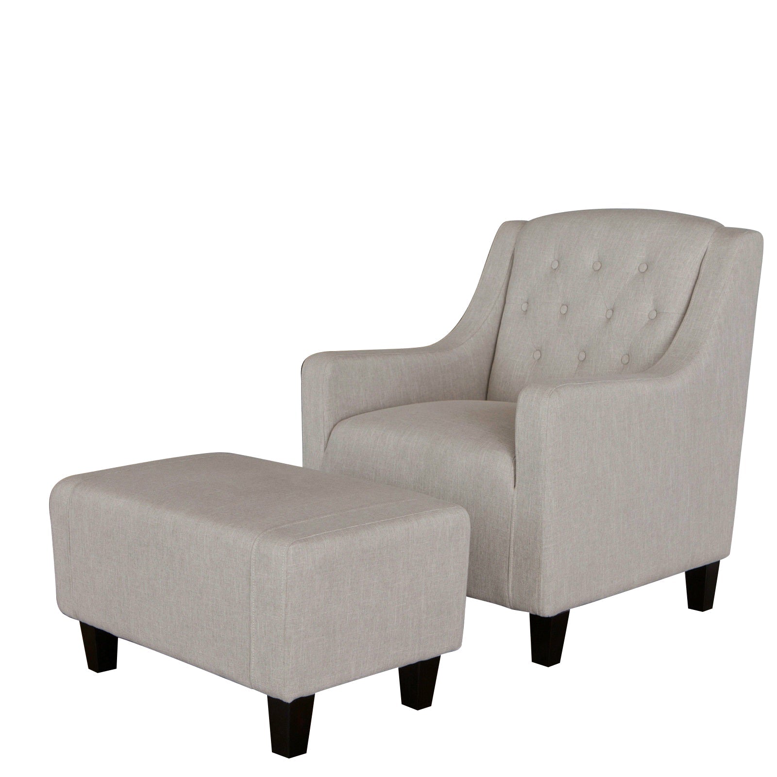 Canberra Fabric Armchair & Ottoman in Natural Linen 4