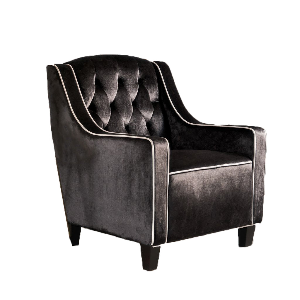 Lara Two Tone Tufted Black New Velvet Club Armchair 5