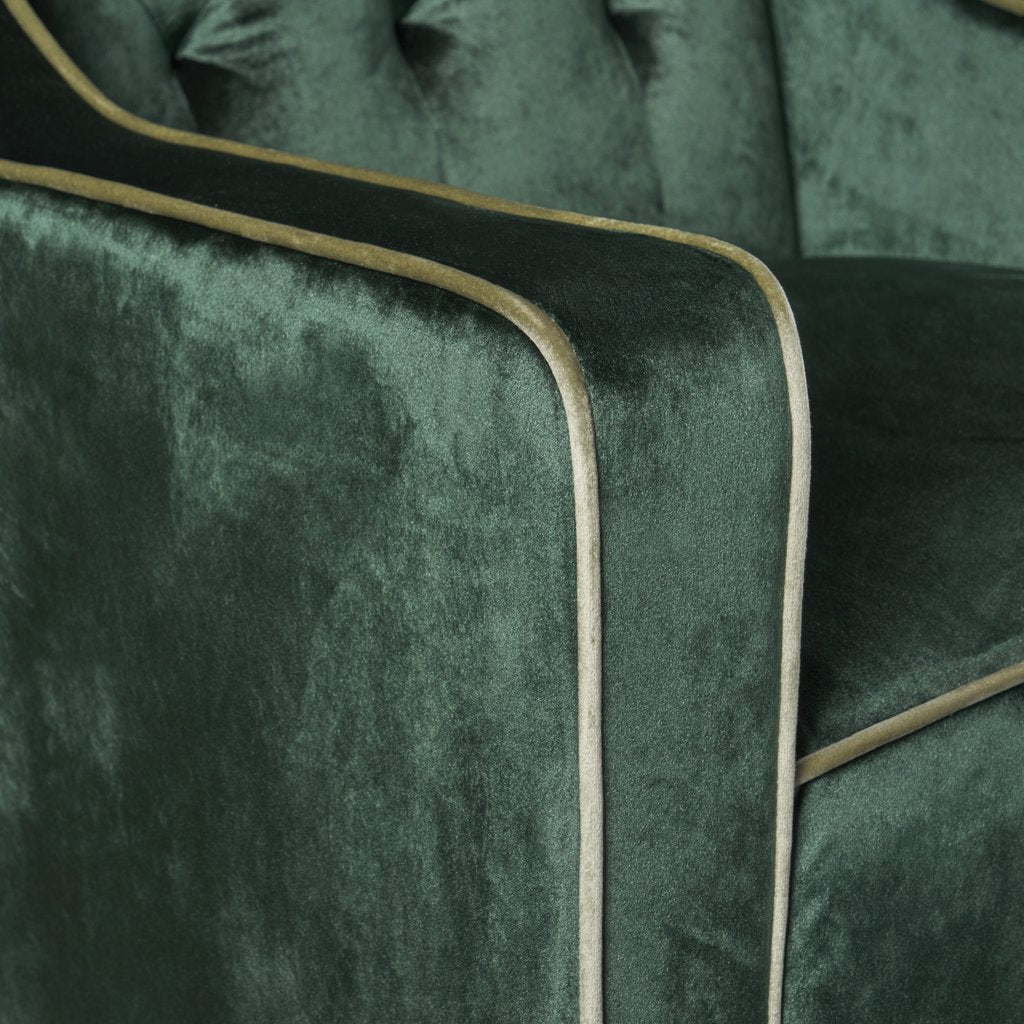 Lara Two Tone Tufted Emerald New Velvet Club Armchair 3
