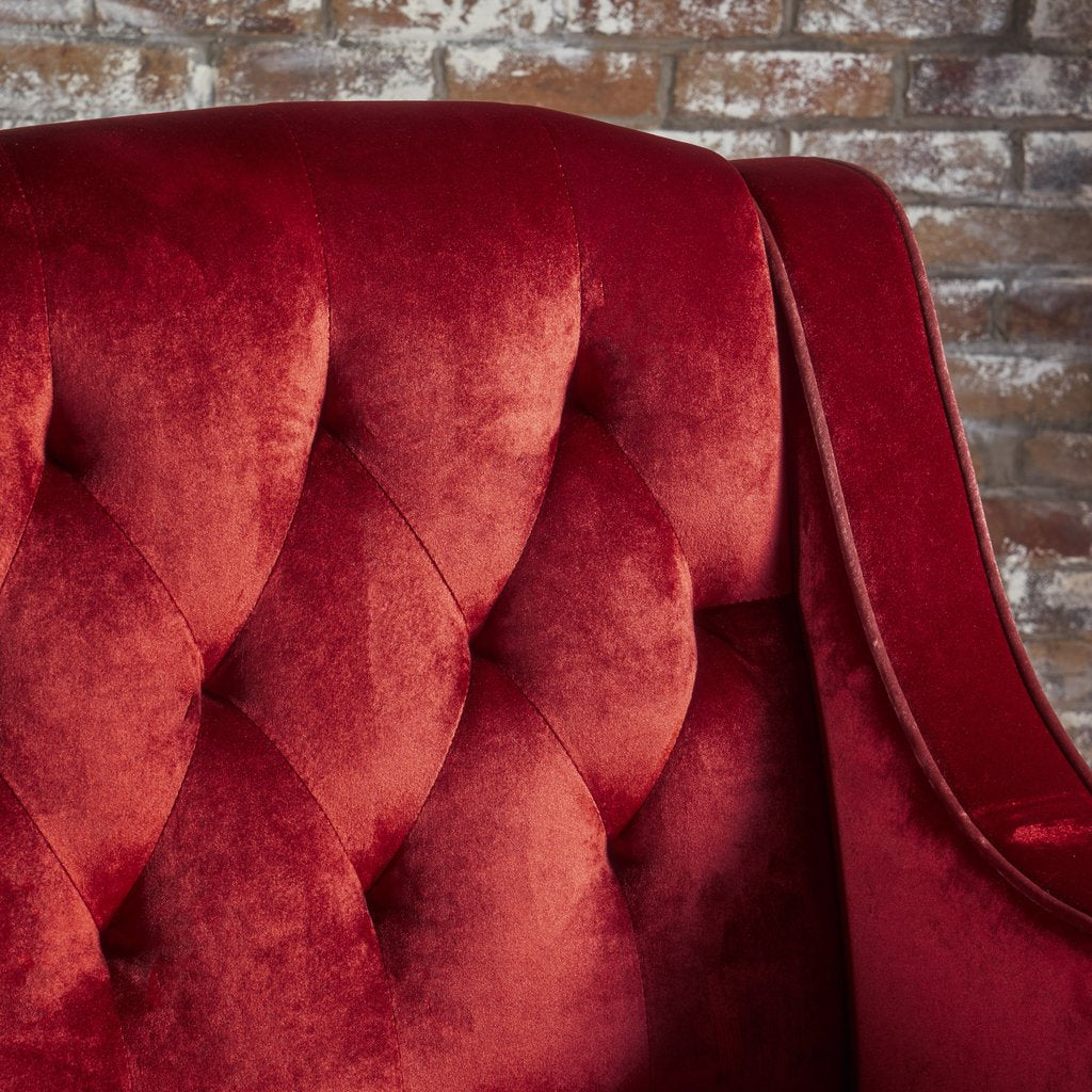 Lara Two Tone Tufted Garnet New Velvet Club Armchair 3