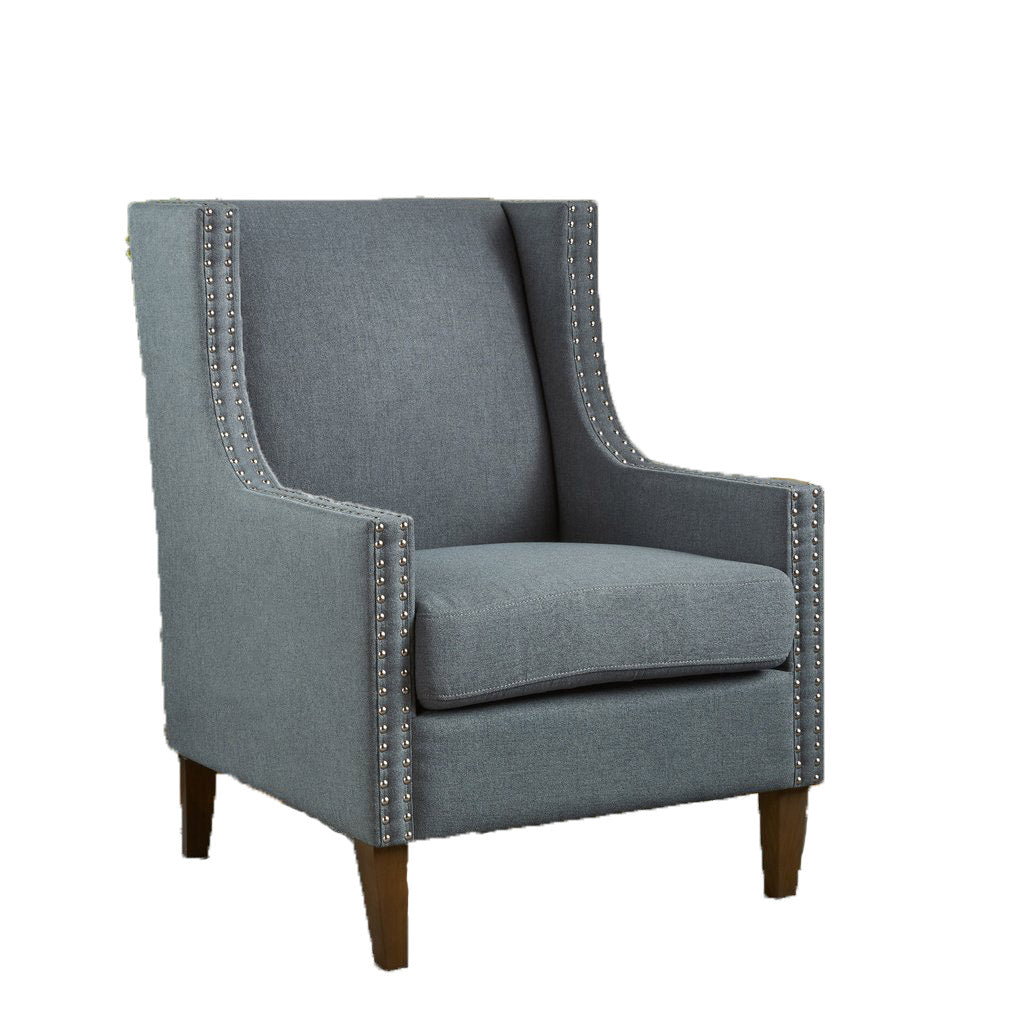Cecilia Classic Studded Light Grey Wingback Club Armchair 4