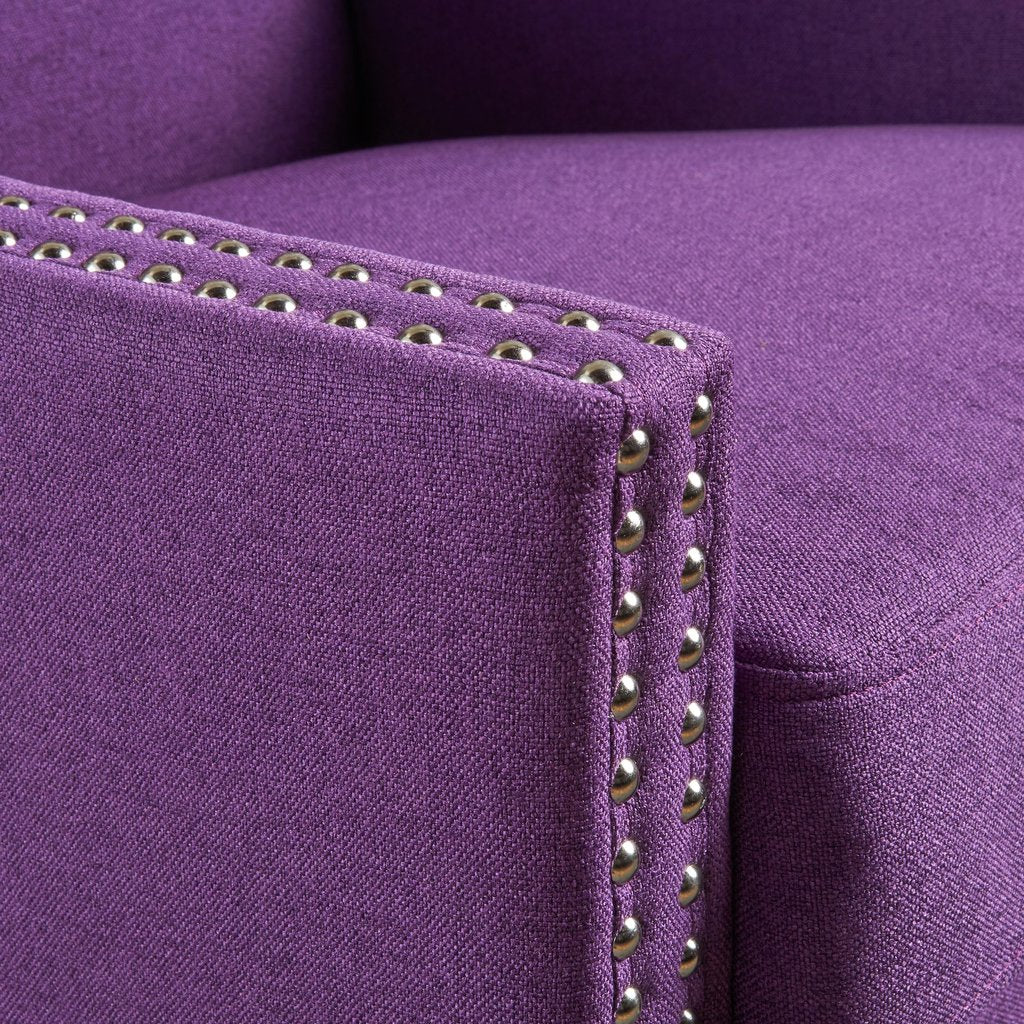 Cecilia Classic Studded Purple Wingback Club Armchair 3