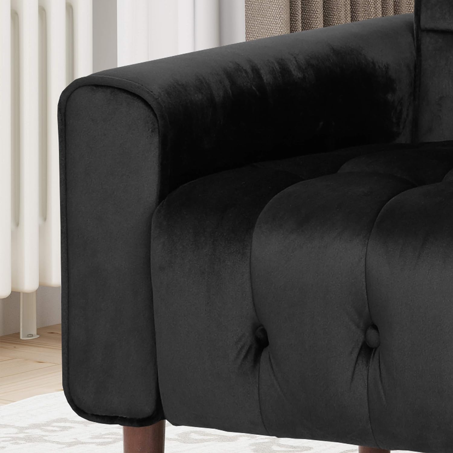 Lewisham Black Tufted Velvet Armchair 3