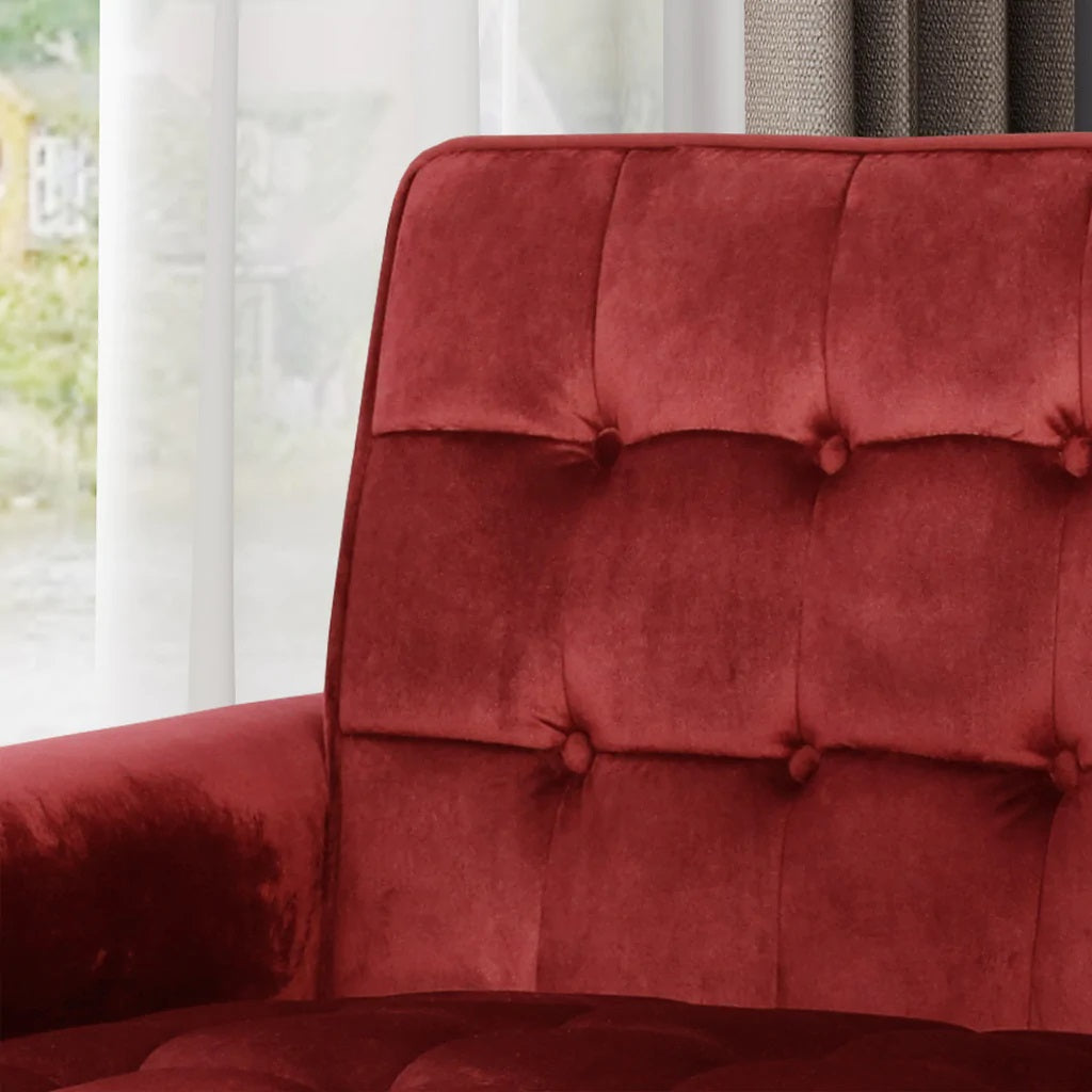 Lewisham Garnet Tufted Velvet Armchair 3