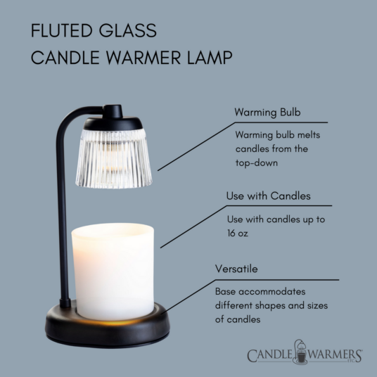 Fluted Glass Black Candle Warmer Lamp 4