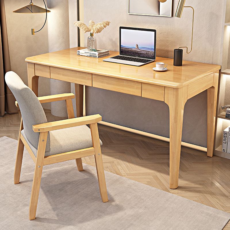Mitch Solid Wood Study Desk /Rubberwood/Minimal Assembly/Natural Wood Colour 3