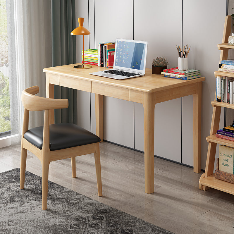 Mitch Solid Wood Study Desk /Rubberwood/Minimal Assembly/Natural Wood Colour 4