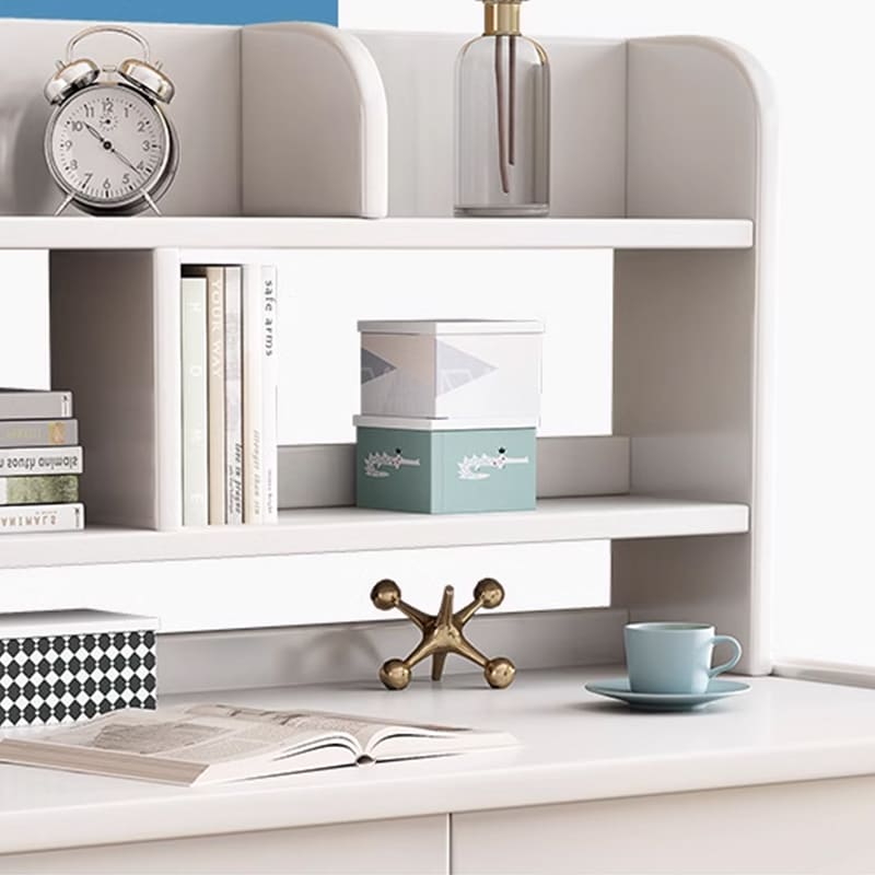 Ave Solid Wood Study Desk with Shelf and Drawers/Bookcase/Rubberwood/White 3