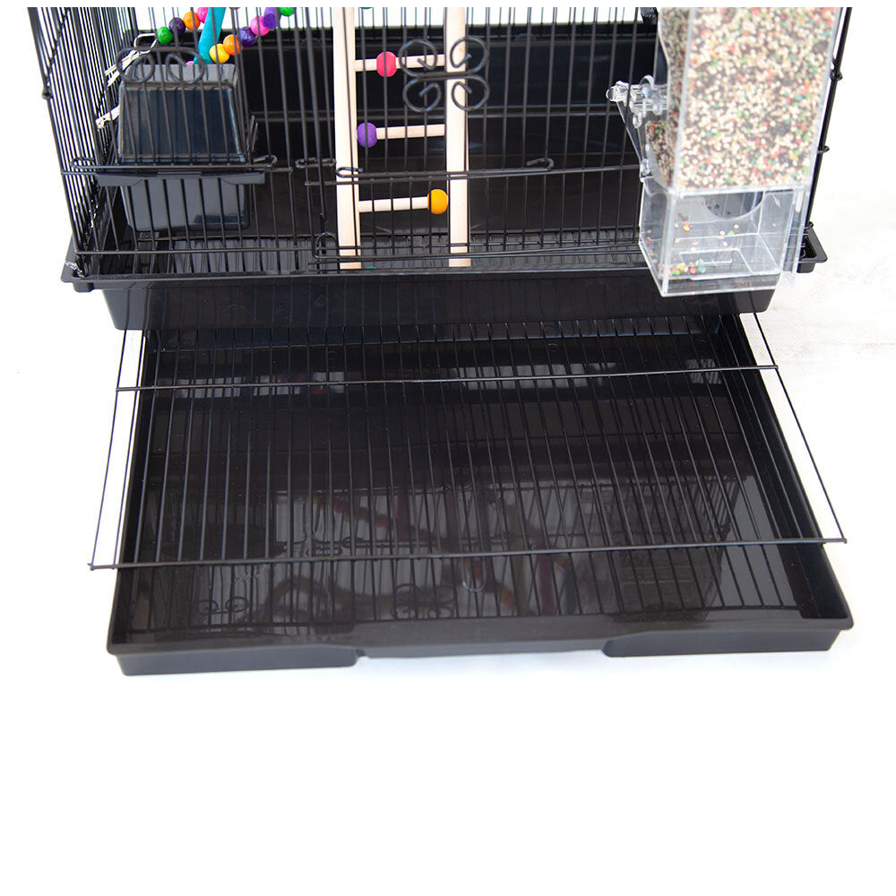 Samland Dome Top High Bird Cage on Stand with Play Toys Black 3