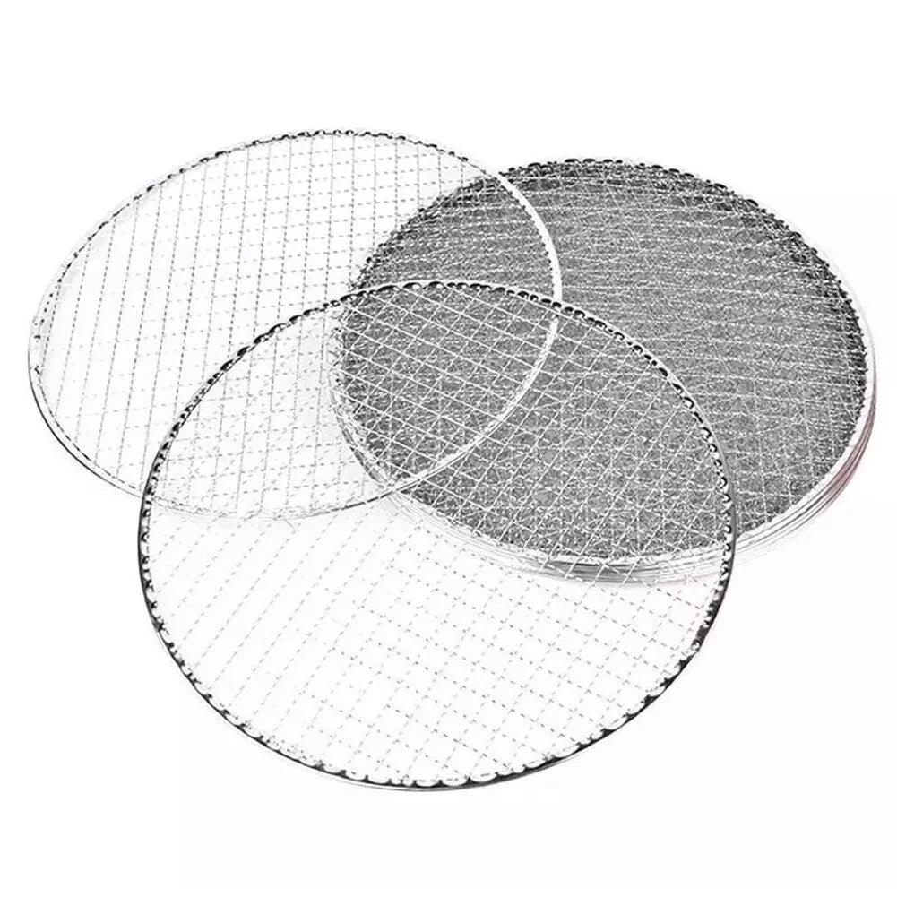 Samland 28CM BBQ Grill Mesh Fish Meat Round Net Mat Barbecue Pad for Camping 3