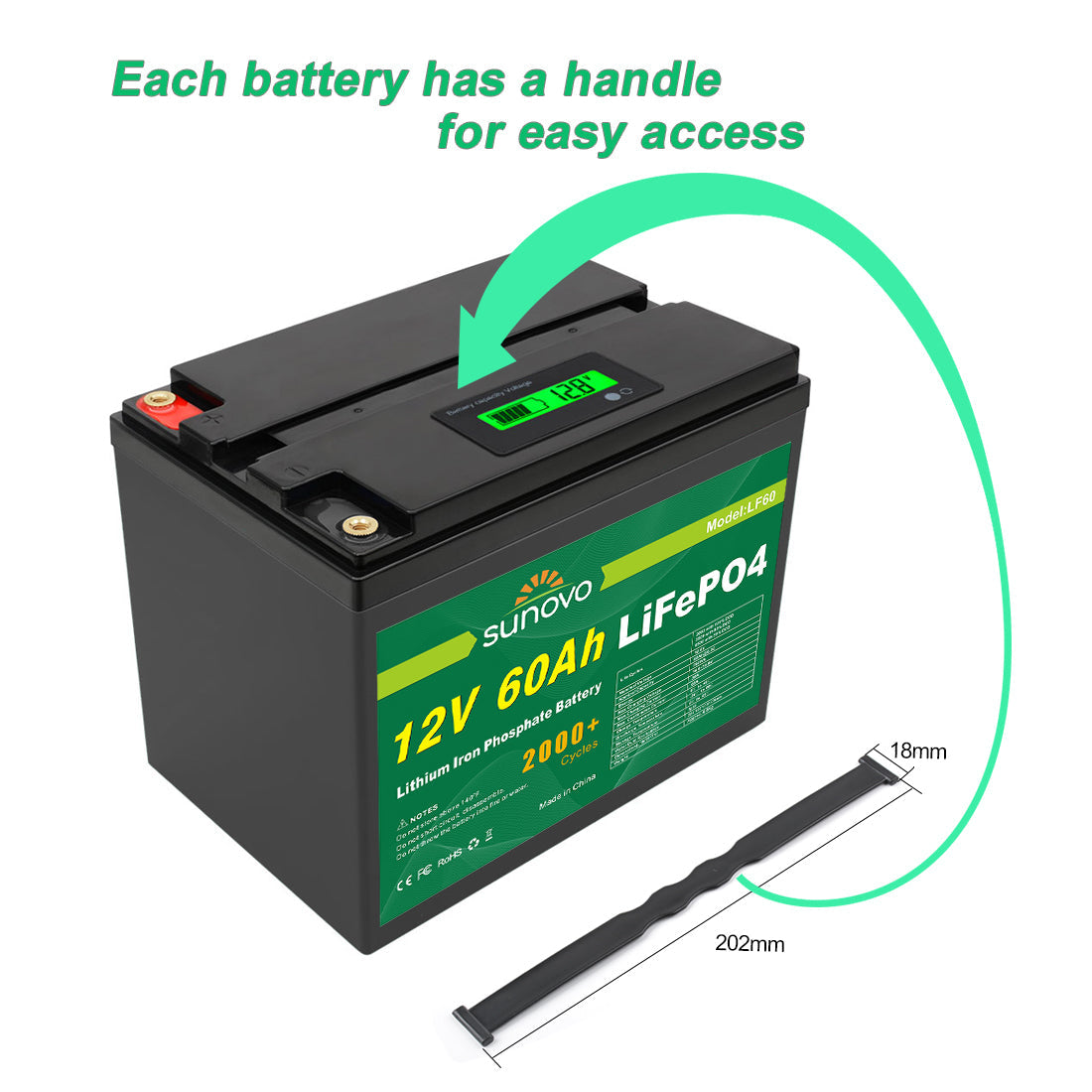 Samland 12V 60AH Deep Circle Lifepo4 Lithium Battery Rechargeable 5