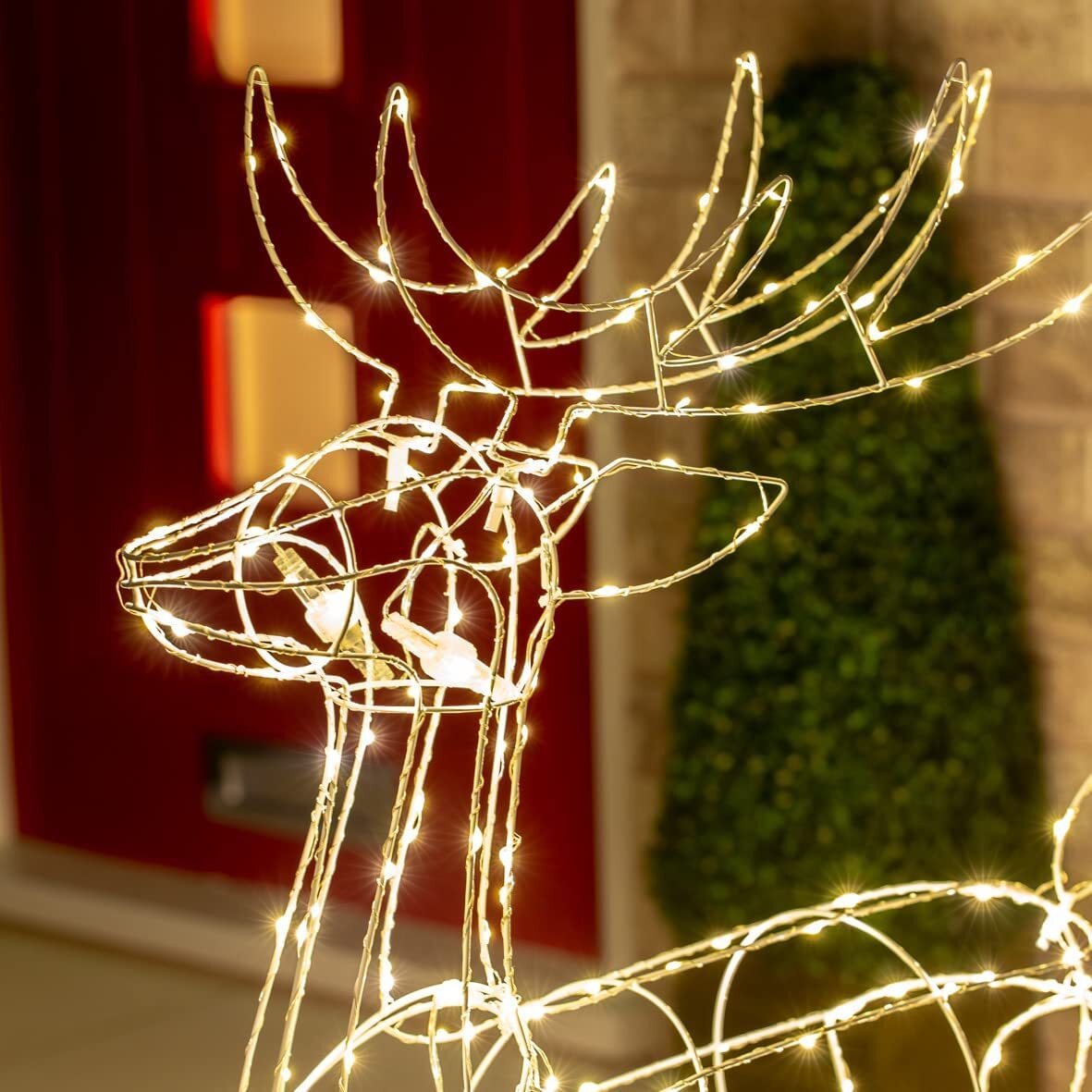 Samland Led Warm White Copper Wired 3d Standing Reindeer For Christmas Decoration 3