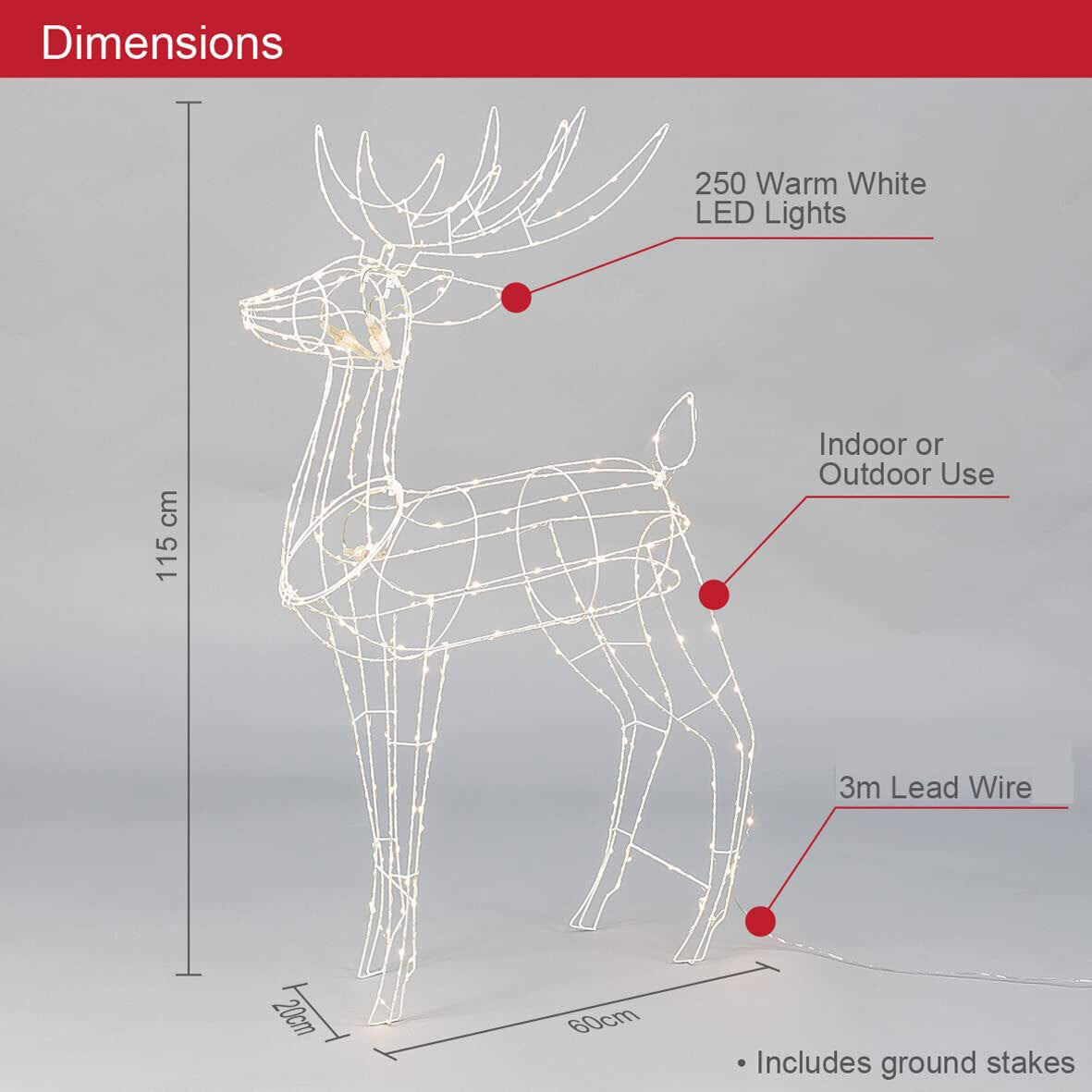 Samland Led Warm White Copper Wired 3d Standing Reindeer For Christmas Decoration 4