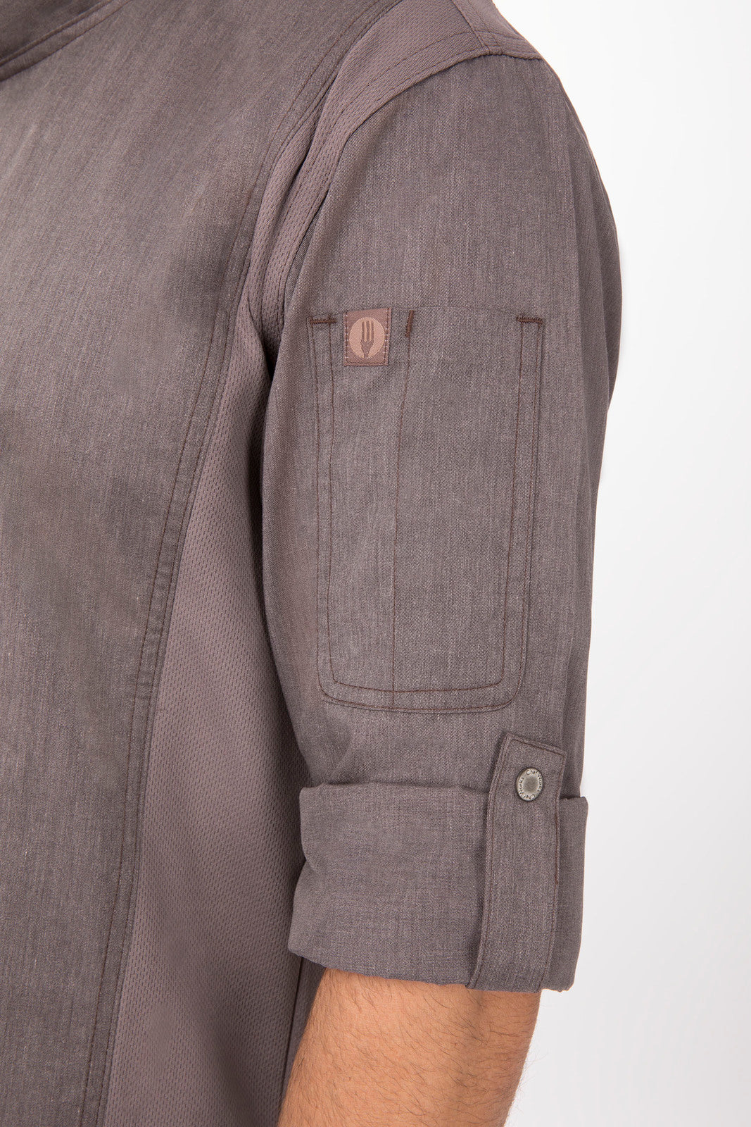 Hartford Men's Graphite Grey Zipper L Chef Jacket by Chef Works 5