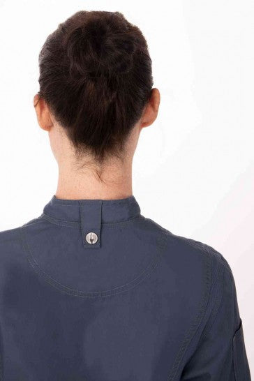 Hartford Women's Blue Zipper L Chef Jacket by Chef Works 5