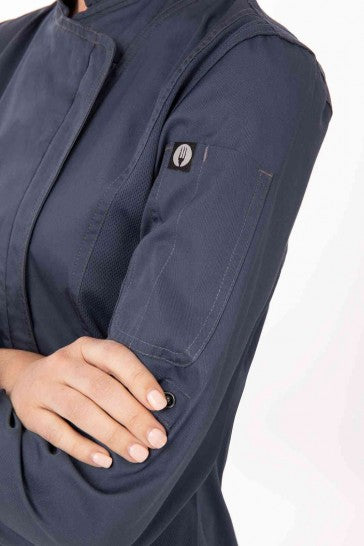 Hartford Women's Blue Zipper XS Chef Jacket by Chef Works 4