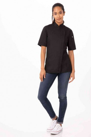 Springfield Women's Black Zipper XS Chef Jacket by Chef Works