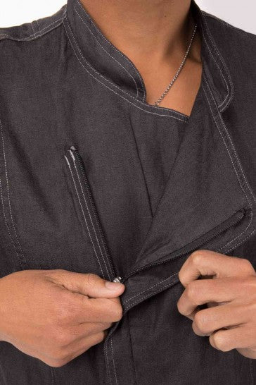 Gramercy Men's Denim Black Zipper S Chef Jacket by Chef Works 4