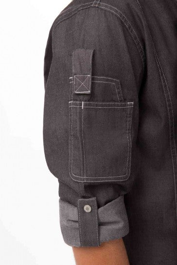 Gramercy Men's Denim Black Zipper XL Chef Jacket by Chef Works 4