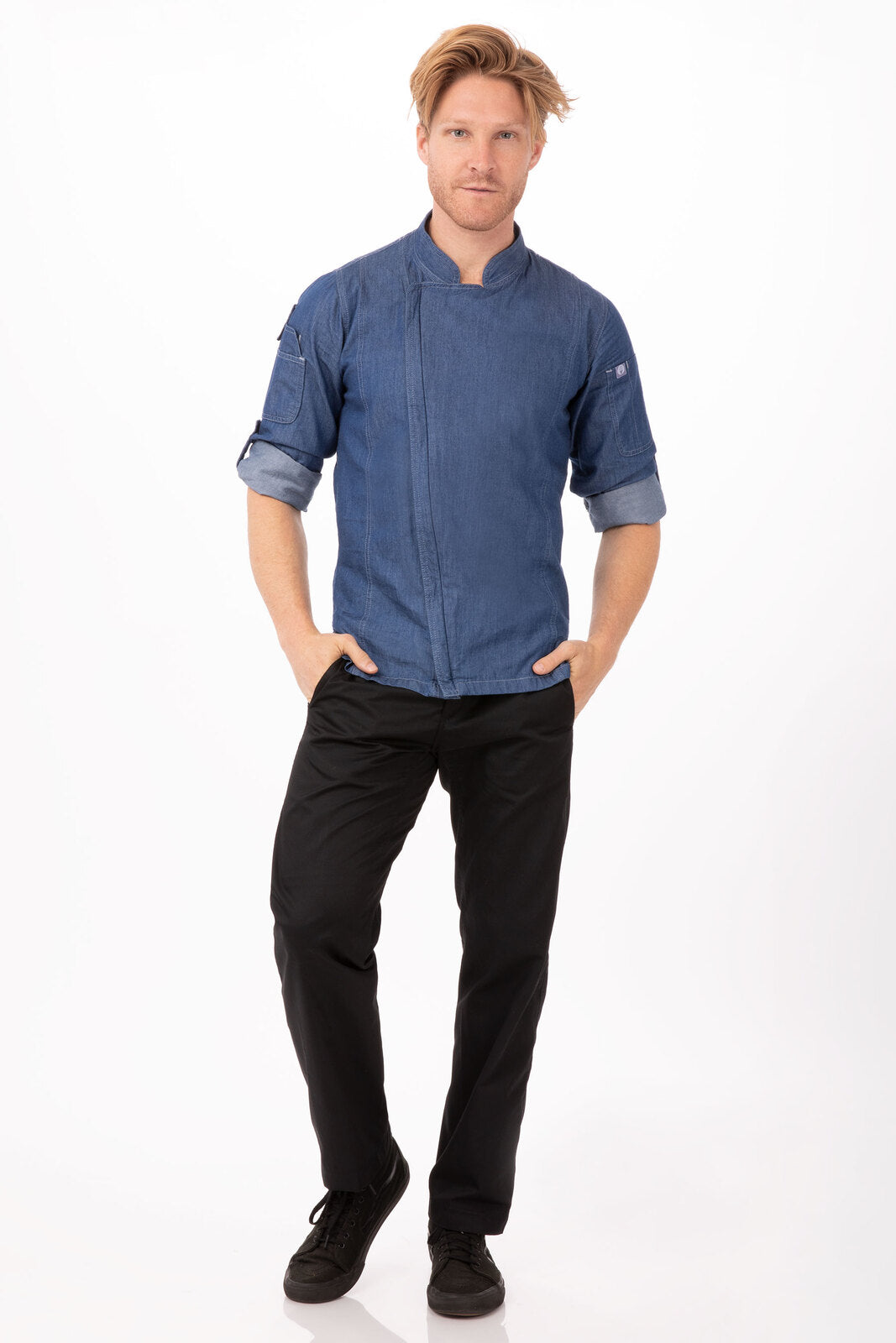 Gramercy Men's Denim Indigo Blue XS Zipper Chef Jacket by Chef Works 3