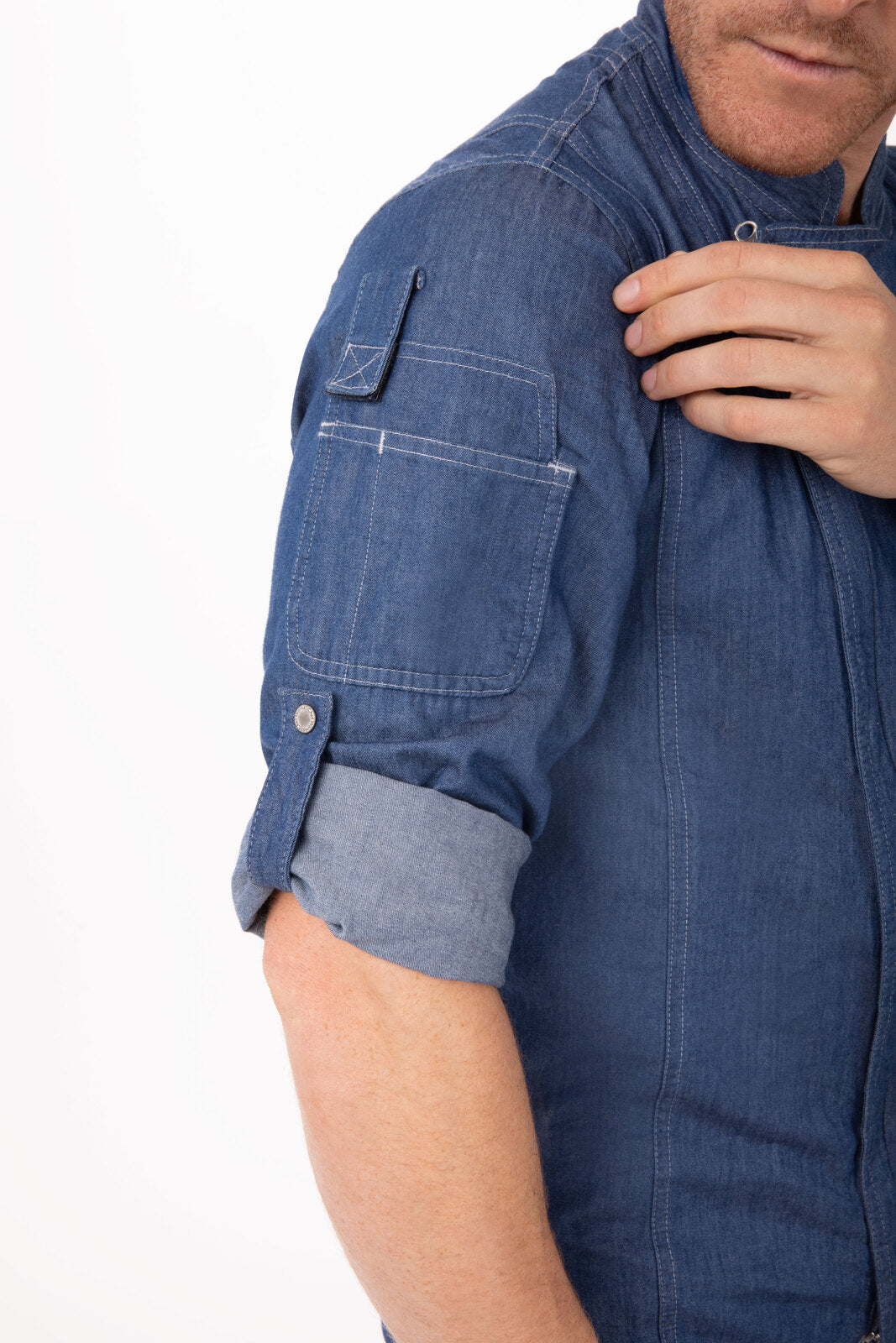 Gramercy Men's Denim Indigo Blue XS Zipper Chef Jacket by Chef Works 5