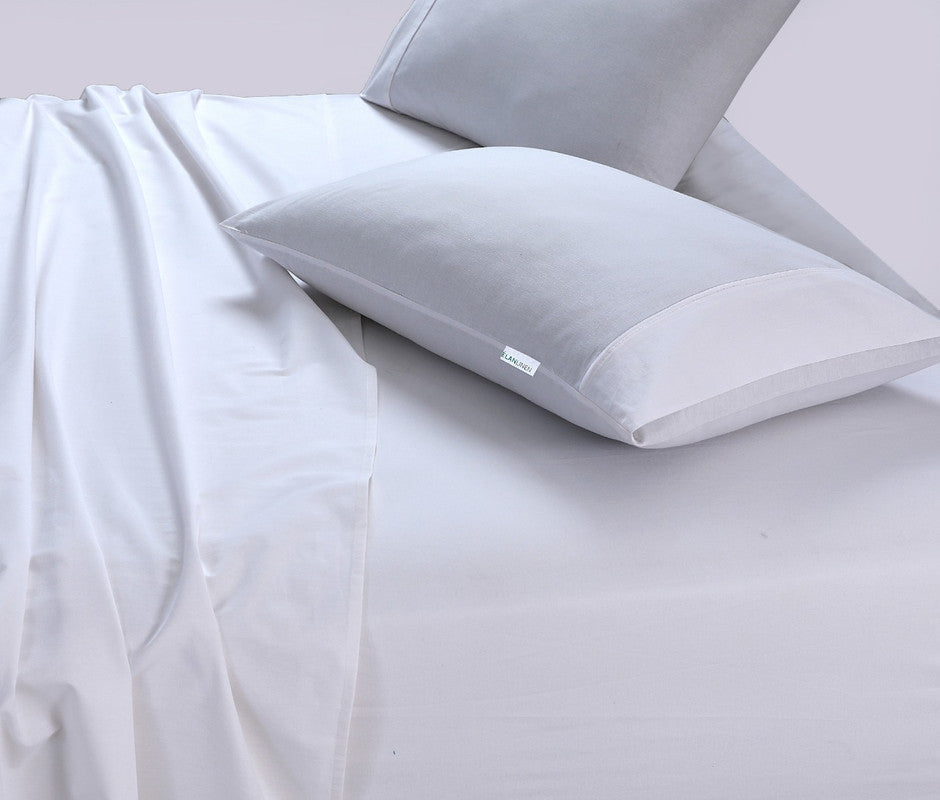Elan Linen 100% Egyptian Cotton Vintage Washed 500TC White 50 cm deep Mega King Bed Sheets Set 5