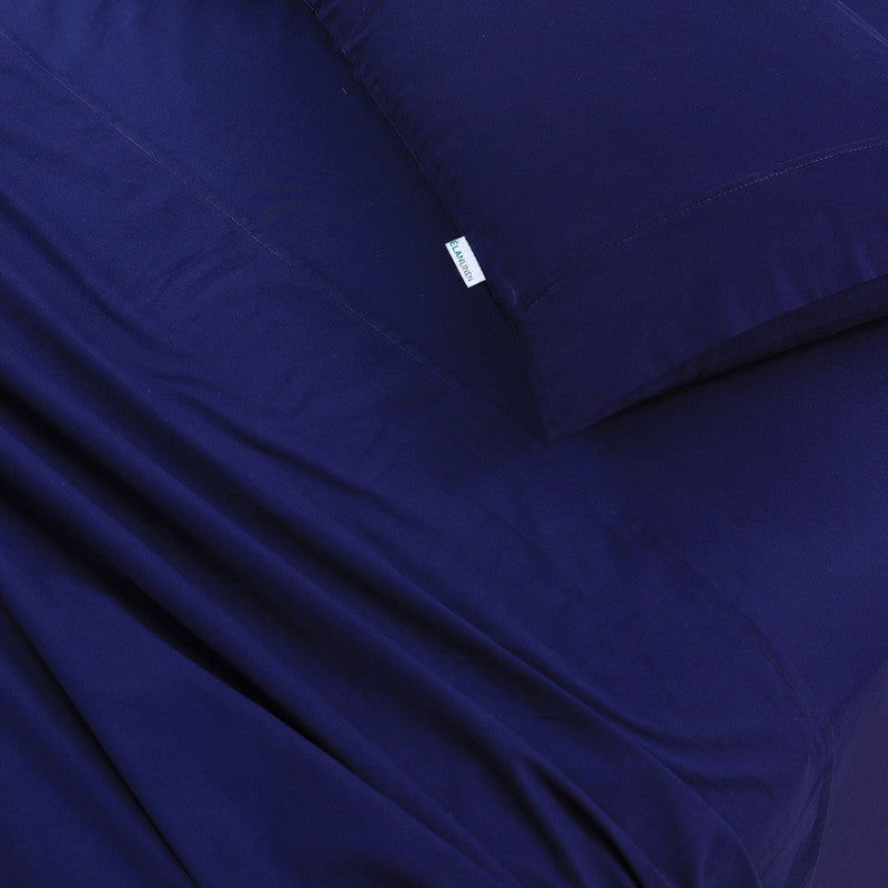 Elan Linen 100% Egyptian Cotton Vintage Washed 500TC Navy Blue 50 cm Deep Mega Queen Bed Sheets Set 7