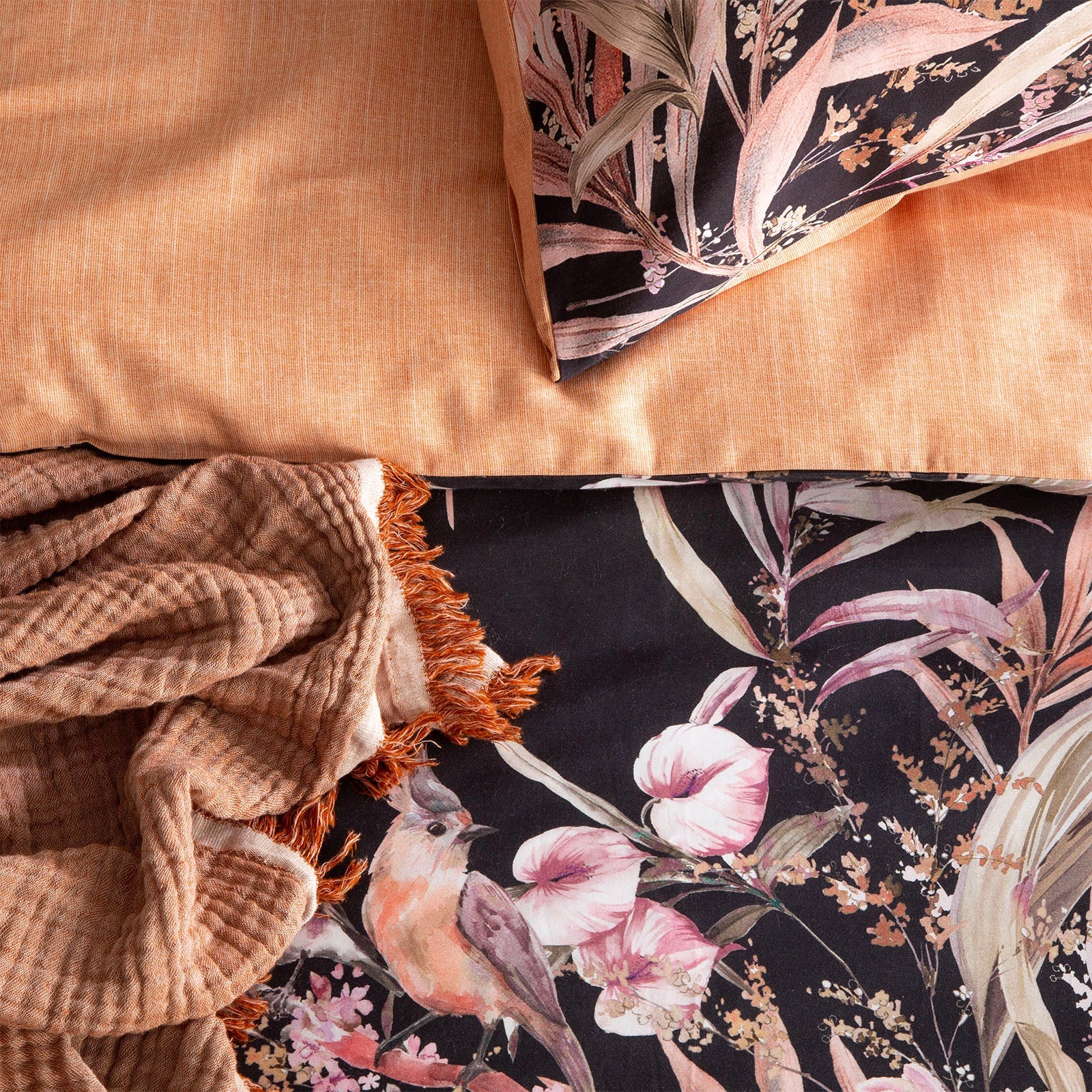 300 TC Grevillea Cotton Reversible Onyx Quilt Cover Sets by Renee Taylor Queen 4