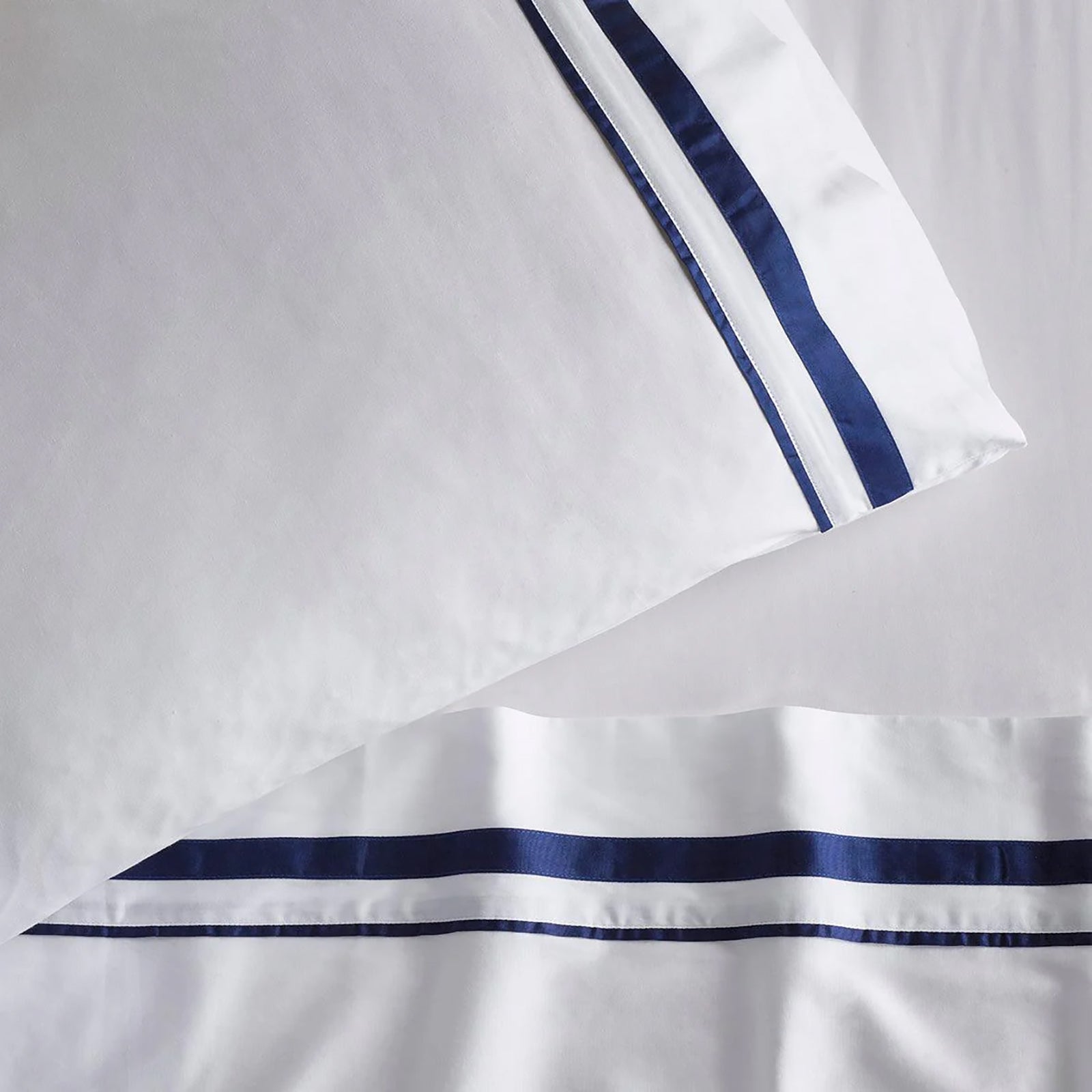 Cloud 1000 TC Egyptian Cotton White Navy Deep King Sheet sets by Renee Taylor