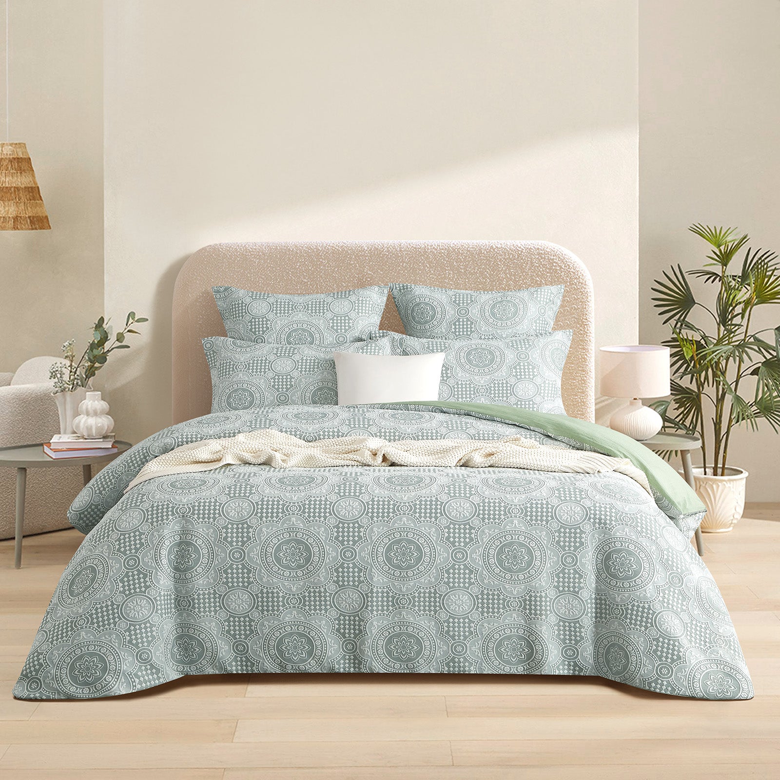 Rizz Sage Jacquard Super King Quilt Cover Set by Renee Taylor