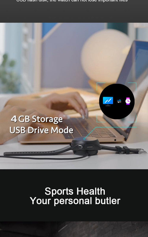 2-in-1 Smartwatch w/Earphones & Charging Dock | 4GB MP3, Health Tracker | Titanium Grey | World’s First Patented 11