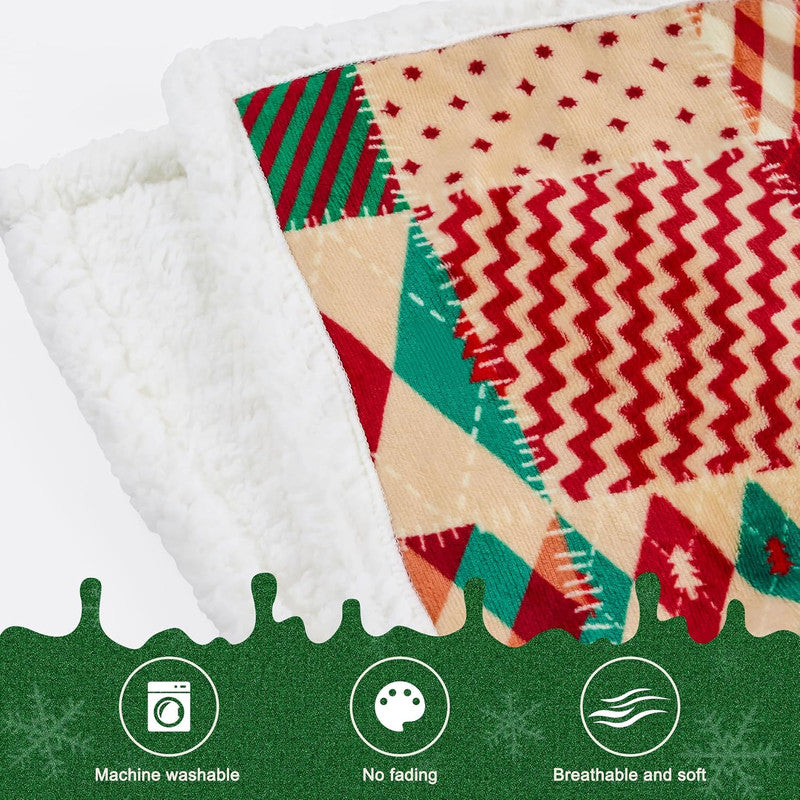 Christmas Throw Blanket, Christmas Decorations Gifts for Women, Sherpa Flannel Fleece Winter Holiday Blanket, Fluffy Cozy Soft Christams Throws for Couch Sofa Bed, DoubleDeer, 50" X 60" 6