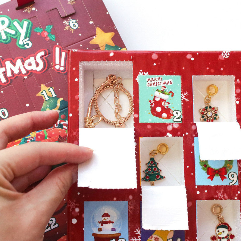 Christmas Advent Calendar 2025 Girls, 24 Days Xmas Countdown Calendar Jewelry Bracelet Set, DIY Bracelets Ornament Christmas Vacation Advent Calendar, Christmas Gift Set for Girls Boys Kids Women 4