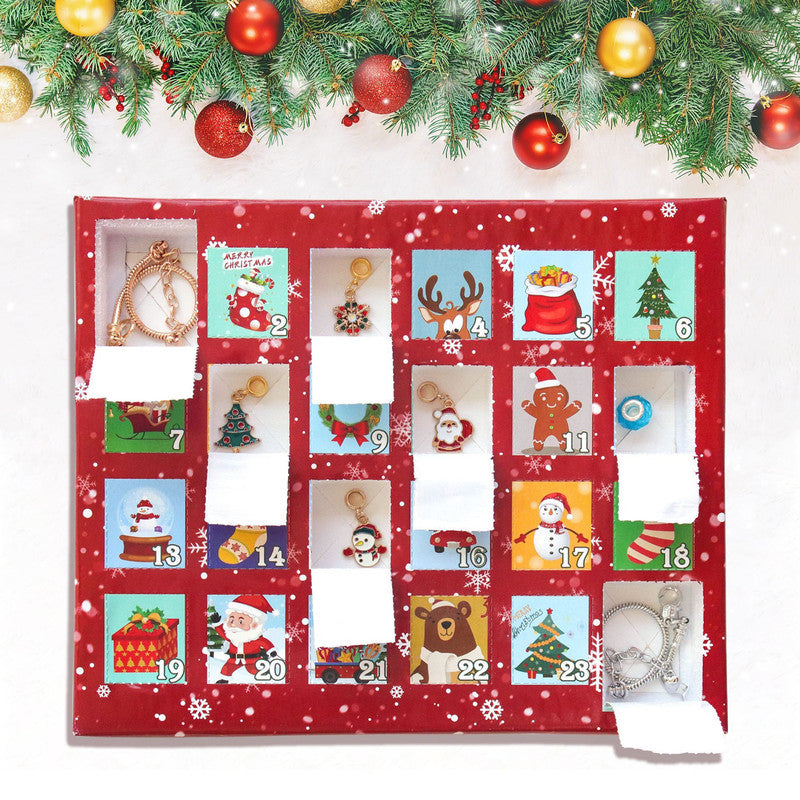 Christmas Advent Calendar 2025 Girls, 24 Days Xmas Countdown Calendar Jewelry Bracelet Set, DIY Bracelets Ornament Christmas Vacation Advent Calendar, Christmas Gift Set for Girls Boys Kids Women 5