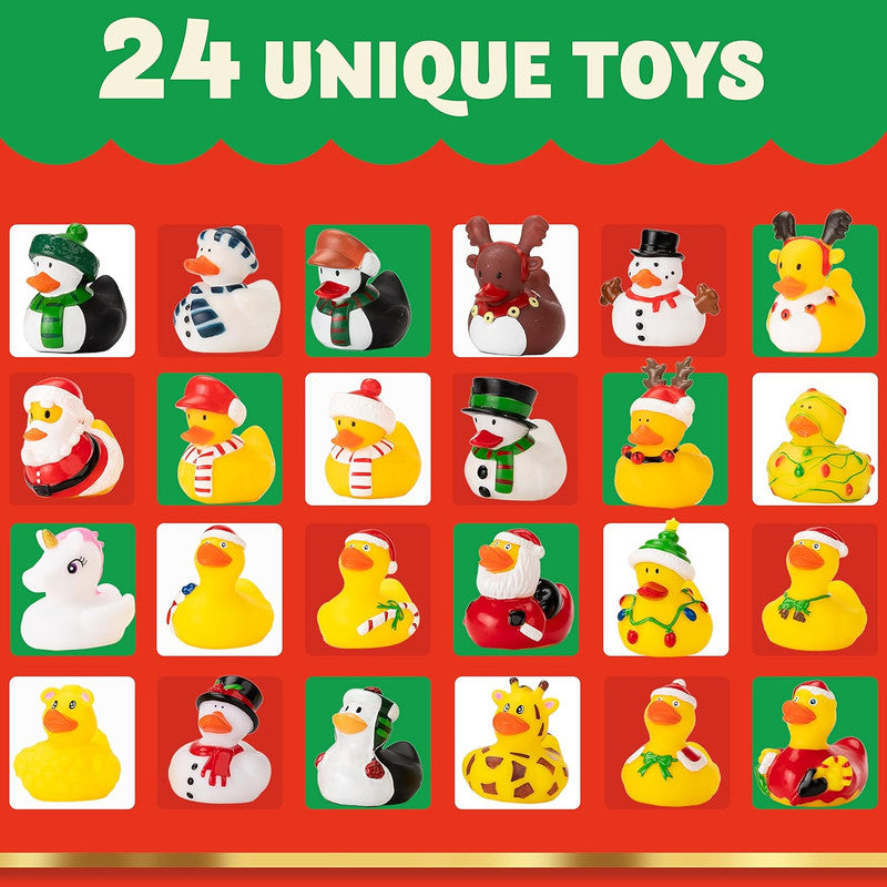 2025 Advent Calendar Christmas Ducks - 24pcs Rubber Duck Advent Calendar 24 Days of Christmas Countdown Toys for Christmas Gifts Party Favors Kids Toddlers Random Duck Gift Box 4