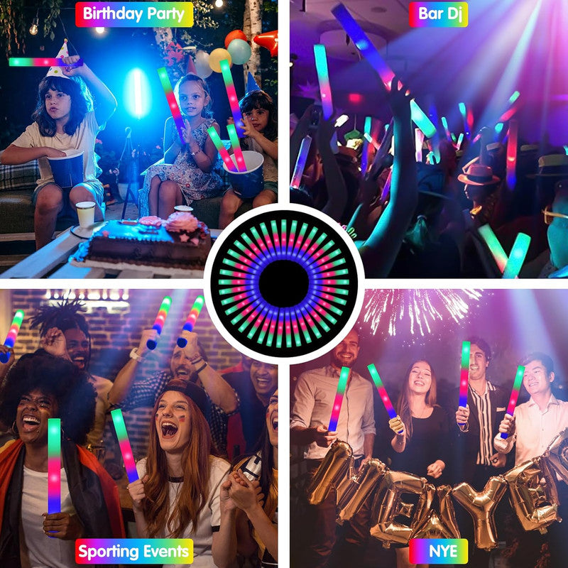 16PCS Foam Glow Sticks, Foam Light Up Sticks with 3 Modes Colorful Flashing, Glow Stick Bulk Party Pack, Glow in Dark Party Supplies, LED Foam Sticks Bulk for Wedding, Raves, Concert, Halloween 7