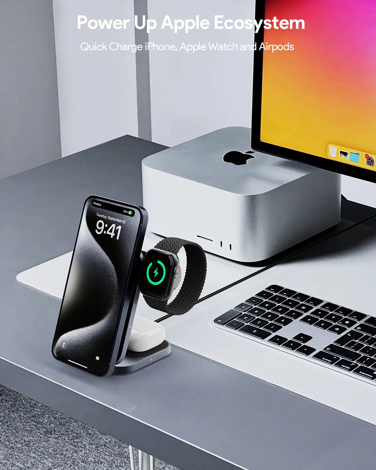 Aukey MagFusion Z Qi2 3-in-1 Foldable Magnetic Fast Wireless Charging Station (LC-MC312) 4