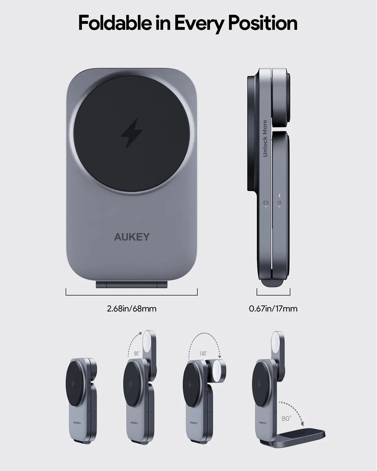 Aukey MagFusion Z Qi2 3-in-1 Foldable Magnetic Fast Wireless Charging Station (LC-MC312) 5