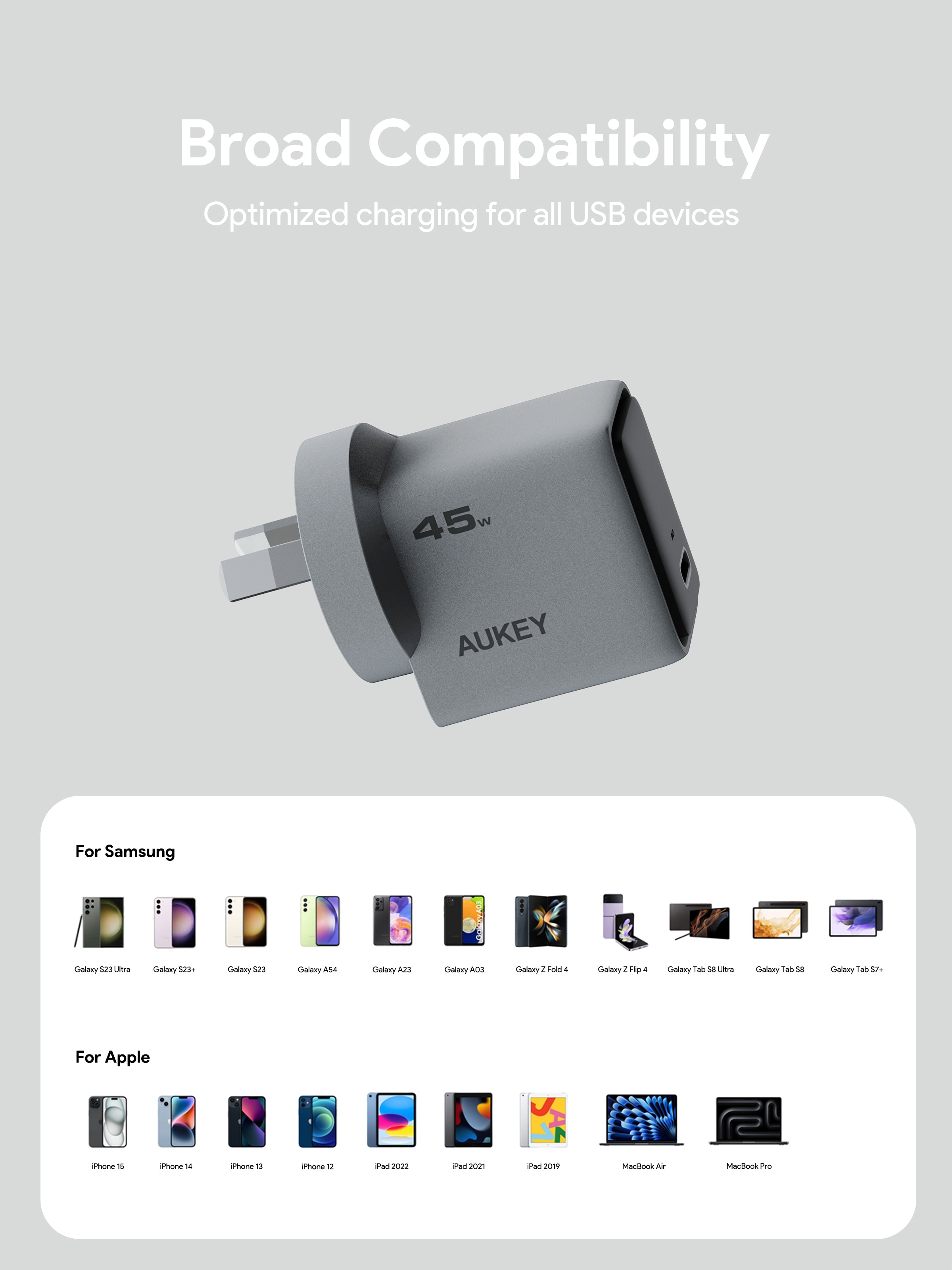 Aukey Comet 45W PD Fast Wall Charger GaN USB-C (PA-C2) 6