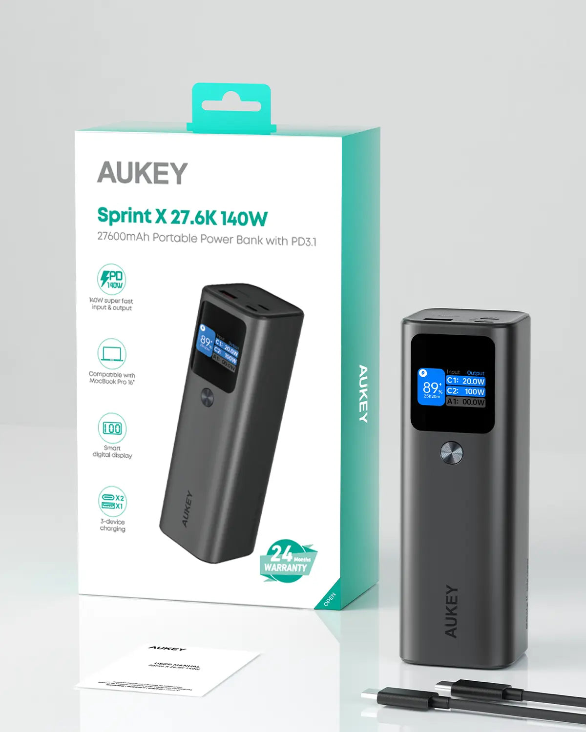 Aukey Sprint X 27.6K 140W 27,600mAh Portable Power Bank with PD3.1 (PB-Y45) 7