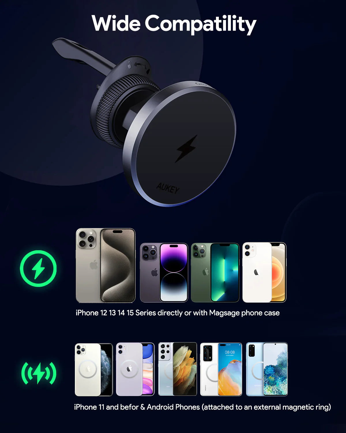 Aukey MagLink Dash Magnetic Fast Wireless Charging Phone Mount (HD-MC13) 10