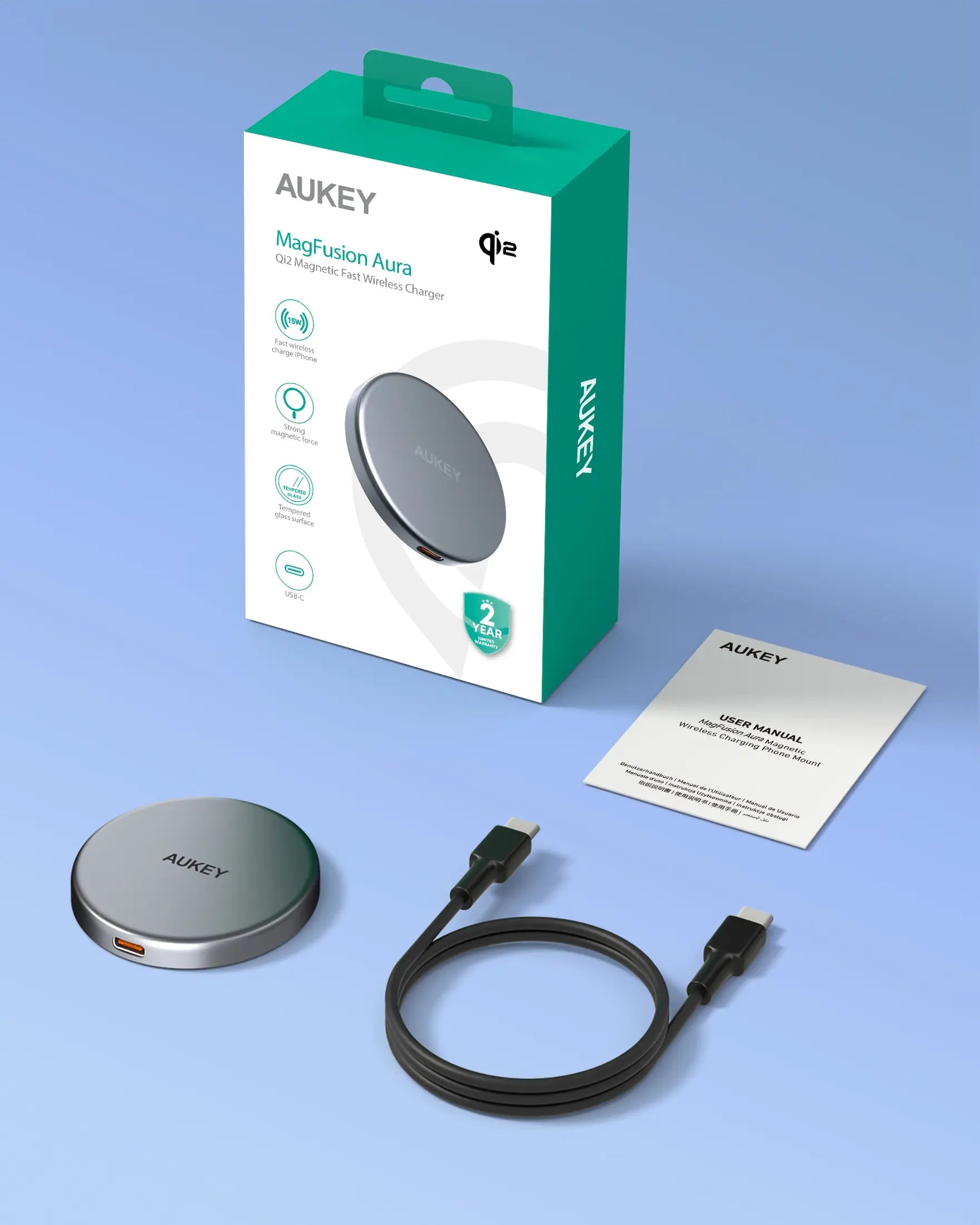 Aukey Magfusion Aura Qi2 Magnetic Fast Wireless Charger (LC-MC10) 9