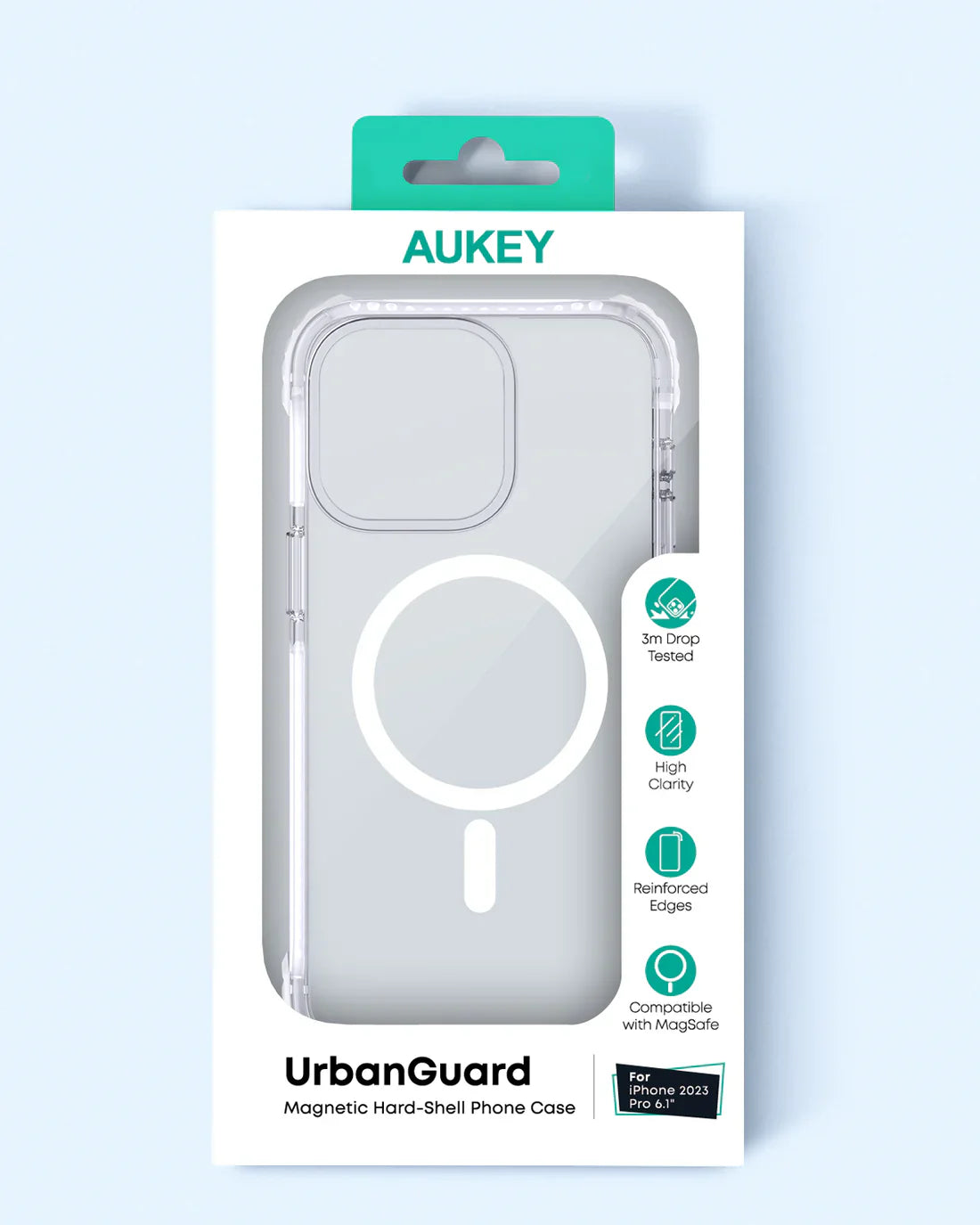 Aukey Urban Guard  Magnetic Hard-Shell iPhone 15 Pro Max Phone case - Transparent (TM11D) 7