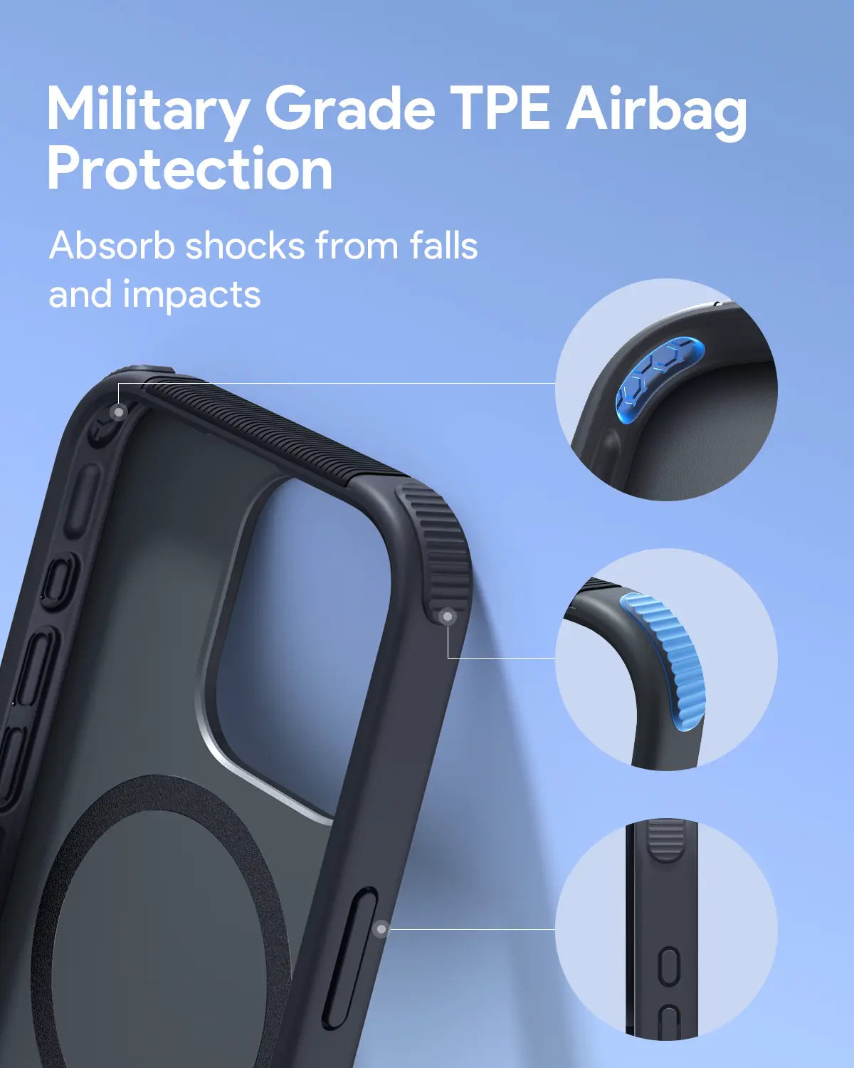 Aukey Urban Guard Elite Magnetic Hard-Shell iPhone 15 Pro Phone Case - Dark Gray (UG10C) 7
