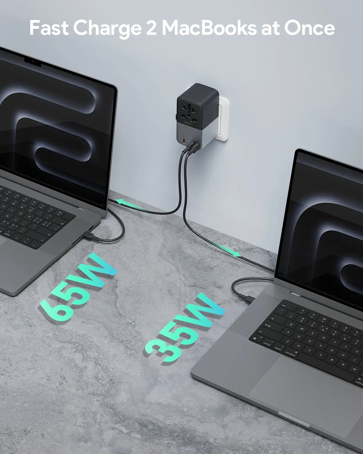 Aukey Travel Mate 100W GaN Universal Adapter with USB ports (PA-TA09A) 4